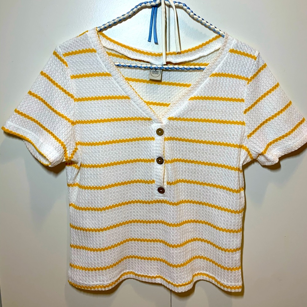 Paper Crane striped top 💛🤍